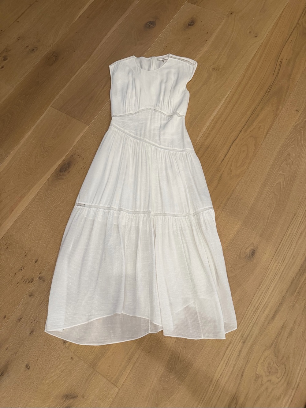 Sleeveless White Tiered Midi Dress - Picture 5 of 9